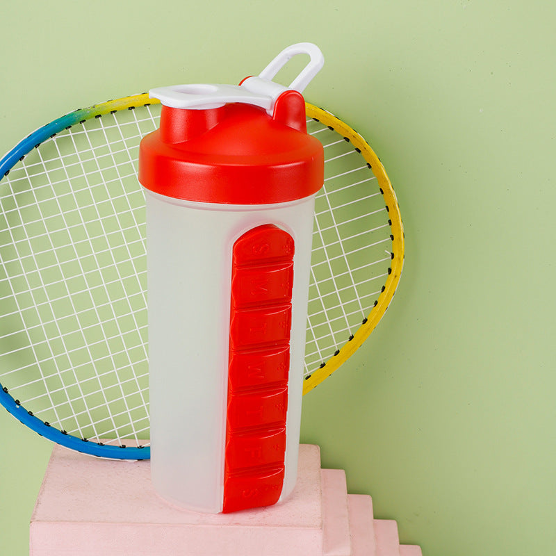 Botella Deportiva con Pastillero Semanal - 600ml - 2 en 1